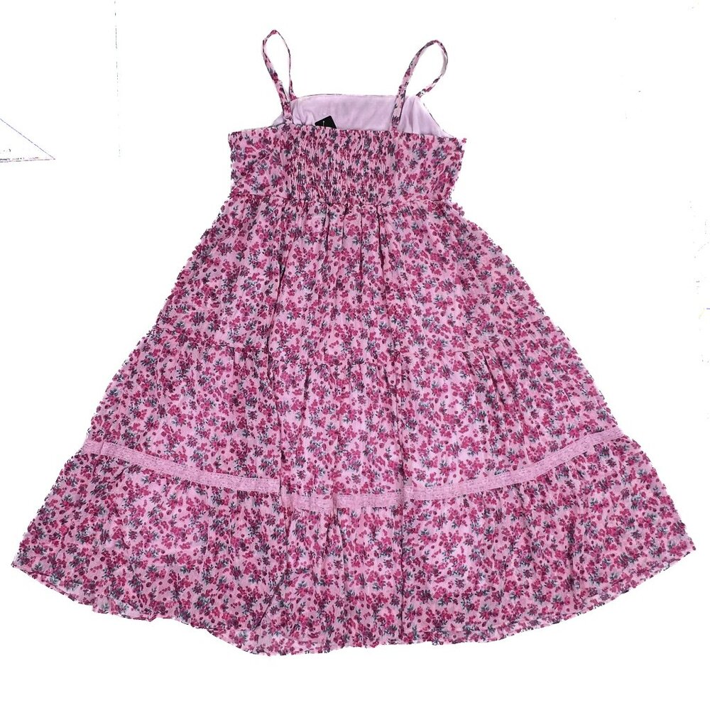 torrid Pink Gold Floral Chiffon and Lurex Tiered Ruffles Maxi Dress Size 2 - NWT - Picture 3 of 10